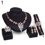 Delicate New Arrival AAA Quality Cubic Zirconia 4 Piece Gold Bridal Wedding Jewelry Set