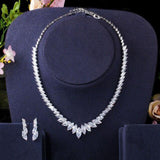 Top Quality Marquise Cut AAAA Cubic Zirconia Diamonds Wedding Necklace and Earrings Bridal Jewelry Set