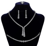 Delicate AAAA+ Quality Cubic Zirconia Necklace Earrings Ring And Bracelet Bridal Jewelry Set