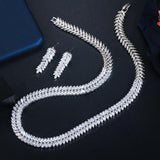 Exquisite Leaves Shape AAAA High Quality Cubic Zirconia Multi Color Crystals Bridal Wedding Jewelry Set