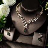 Charming Green Water Drop Gold Color AAA+ Cubic Zirconia Diamonds Wedding Jewelry - BridalSparkles