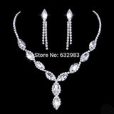 Sparkling Silver Color Rhinestone Crystal Leaves Choker Necklace Earrings Bracelet Bridal Jewelry Set