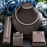 Famous Brand 4pcs AAA Cubic Zirconia Diamonds Bridal  Full Jewellery Sets For Women - Party,Wedding Jewellery Set