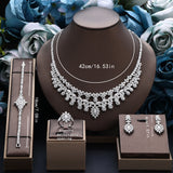 Brilliant 4 Piece AAA Zircon Diamonds Luxury Jewellery Set, Platinum Plated Bridal Wedding Jewellery