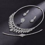 Brilliant 4 Piece AAA Zircon Diamonds Luxury Jewellery Set, Platinum Plated Bridal Wedding Jewellery