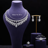 Brilliant 4 Piece AAA Zircon Diamonds Luxury Jewellery Set, Platinum Plated Bridal Wedding Jewellery