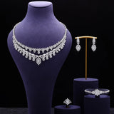 Brilliant 4 Piece AAA Zircon Diamonds Luxury Jewellery Set, Platinum Plated Bridal Wedding Jewellery