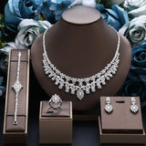 Brilliant 4 Piece AAA Zircon Diamonds Luxury Jewellery Set, Platinum Plated Bridal Wedding Jewellery
