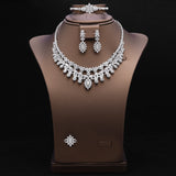 Brilliant 4 Piece AAA Zircon Diamonds Luxury Jewellery Set, Platinum Plated Bridal Wedding Jewellery