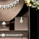 New Brilliant AAA Cubic Zirconia Diamonds Bridal Wedding 4pcs Jewelry Set - Complete Your Look on the Big Day