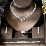 Trendy Full AAA Cubic Zirconia Diamonds 4pcs Elegant Jewellery Set for Wedding - Add Radiance on Your Big Day!