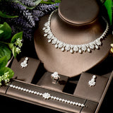 New Brilliant AAA Cubic Zirconia Diamonds Bridal Wedding 4pcs Jewelry Set - Complete Your Look on the Big Day