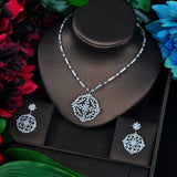 New Design Round Shape Pendant Necklace Bridal Jewelry Set with Top Quality AAA Cubic Zircon Diamonds