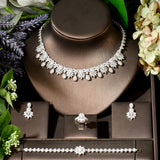 New Brilliant AAA Cubic Zirconia Diamonds Bridal Wedding 4pcs Jewelry Set - Complete Your Look on the Big Day