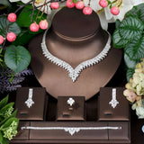 Beautiful Big White Color AAA Cubic Zircon Diamonds 4PCS Bridal Dress Jewelry Sets For Women - For Your Special Day