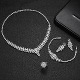 New Arrival Luxury AAA Cubic Zirconia Diamonds 4 Pcs Bridal Jewelry Set - Make Yourself Shine on Your Wedding Day