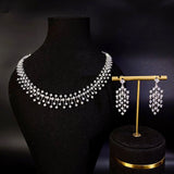 Classy Water Drop Design Fashion AAA Cubic Zirconia Diamonds Choker Necklace Bridal Wedding Jewelry Set for Women