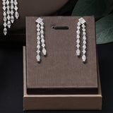 Popular AAA Cubic Zirconia Diamonds Choke Ring Design 4-piece Women's Necklace and Earrings Bridal Jewelry Set