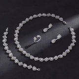 Luxury 4-piece Set Bridal Jewelry AAA Cubic Zirconia Tennis Necklace Earrings Bracelet Ring Wedding Jewelry Set