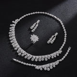 Luxury 4pcs Water Drop AAA Cubic Zirconia Diamonds Necklace Earrings Bride Wedding Jewellery Set for Women
