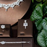 Gorgeous Charming Teardrop 4Pcs AAA Cubic Zirconia Diamonds Jewellery Set Bridal Wedding Party Accessories