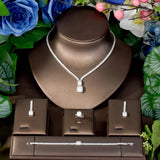 Stunning Small Square 4pcs AAA Cubic Zirconium Diamonds Bridal Wedding Jewelry Set - Perfect for every Bride