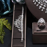 Luxury 4-Piece Tassel Drop AAA Cubic Zirconia Diamonds Wedding Jewellery Sets - Fine Bridal Jewellery