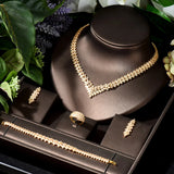 Trendy Full AAA Cubic Zirconia Diamonds 4pcs Elegant Jewellery Set for Wedding - Add Radiance on Your Big Day!