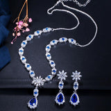 Dazzling AAA+ Luxury Zircons Elegant White Gold Color Flower Water Drop  Necklace and Earrings Wedding Jewelry Set - BridalSparkles
