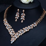 Gorgeous  Necklace EarriAAA+ Quality Cubic Zirconia Diamondsngs Gold Bridal Jewelry Set - BridalSparkles