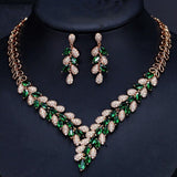 Gorgeous  Necklace EarriAAA+ Quality Cubic Zirconia Diamondsngs Gold Bridal Jewelry Set - BridalSparkles