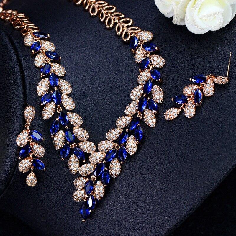 Gorgeous  Necklace EarriAAA+ Quality Cubic Zirconia Diamondsngs Gold Bridal Jewelry Set - BridalSparkles