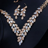 Gorgeous  Necklace EarriAAA+ Quality Cubic Zirconia Diamondsngs Gold Bridal Jewelry Set - BridalSparkles