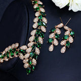 Gorgeous  Necklace EarriAAA+ Quality Cubic Zirconia Diamondsngs Gold Bridal Jewelry Set - BridalSparkles