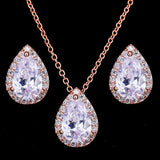 Desirable Economical Water Drop AAA+ Quality Cubic Zirconia CZ Stone 2 Piece Wedding Bridal Jewelry Set - BridalSparkles