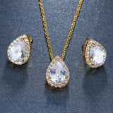 Desirable Economical Water Drop AAA+ Quality Cubic Zirconia CZ Stone 2 Piece Wedding Bridal Jewelry Set - BridalSparkles