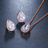 Desirable Economical Water Drop AAA+ Quality Cubic Zirconia CZ Stone 2 Piece Wedding Bridal Jewelry Set - BridalSparkles