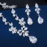 New Wedding Costume Accessories AAA+ Cubic Zircon Diamonds Bridal Earrings and Necklace Jewelry Set - BridalSparkles