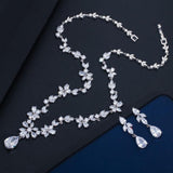 New Wedding Costume Accessories AAA+ Cubic Zircon Diamonds Bridal Earrings and Necklace Jewelry Set - BridalSparkles