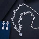 New Wedding Costume Accessories AAA+ Cubic Zircon Diamonds Bridal Earrings and Necklace Jewelry Set - BridalSparkles