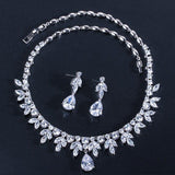 Best Bridal Wedding Jewelry Silver Color AAA+ Quality Cubic Zirconia Necklace Earrings - BridalSparkles