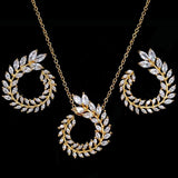 Pretty Pendant Necklace And Earrings Jewelry Sparkling AAA+ Quality CZ Stone Jewelry Set