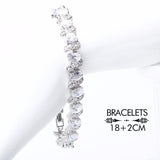 Beautiful 925 Sterling Silver AAA Quality CZ Wedding Jewelry Set with Earrings Bracelet Rings Necklace - BridalSparkles