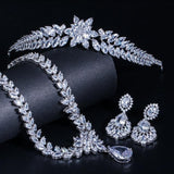 High Quality AAA+ Cubic Zirconia Wedding Jewelry Bridal Necklace Earring and Crowns Set - BridalSparkles