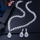 Alluring High Quality AAA+ Cubic Zirconia Wedding Necklace and Earrings Luxury Crystal Bridal Jewelry Set - BridalSparkles