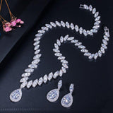 Alluring High Quality AAA+ Cubic Zirconia Wedding Necklace and Earrings Luxury Crystal Bridal Jewelry Set