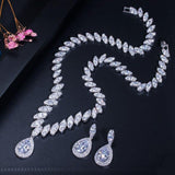 Alluring High Quality AAA+ Cubic Zirconia Wedding Necklace and Earrings Luxury Crystal Bridal Jewelry Set - BridalSparkles