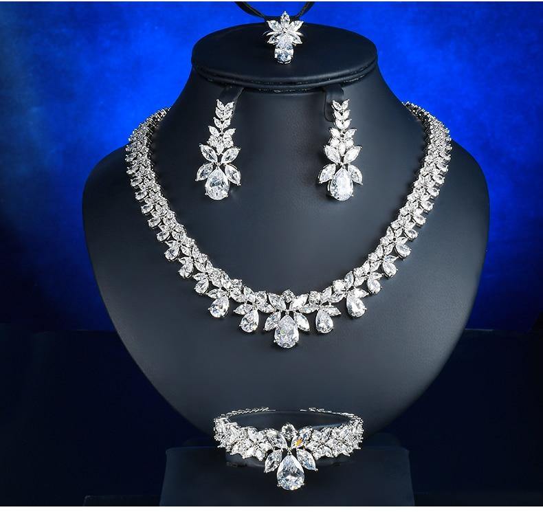 Magnificent Sparkling High Quality AAAA+ Zircon Diamonds Bridal Jewelry - BridalSparkles