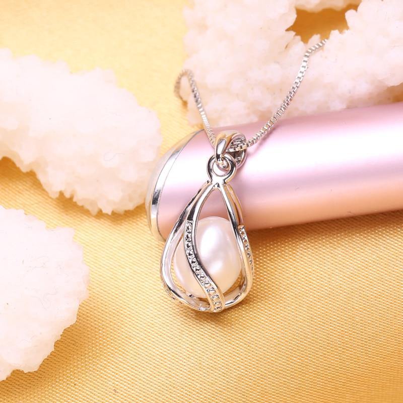 Beautiful 925 Sterling Silver Natural Freshwater Pearl Pendant Necklace, Pearl Jewelry for Women