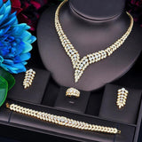 Brilliant Luxury Design White Gold Color AAAA+ Cubic Zircon 4 piece Jewelry Set - BridalSparkles